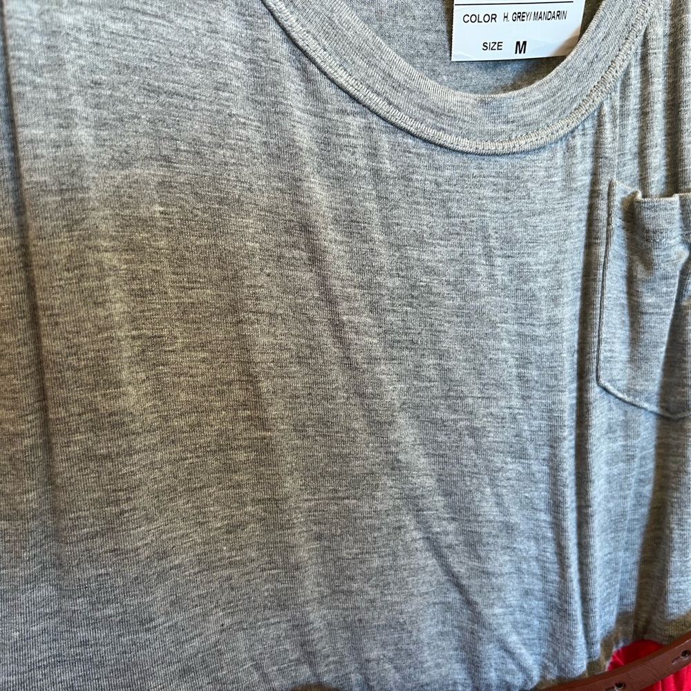 BeBop Gray and Red Sleeveless Dress with Brown Belt - Picture 5 of 12